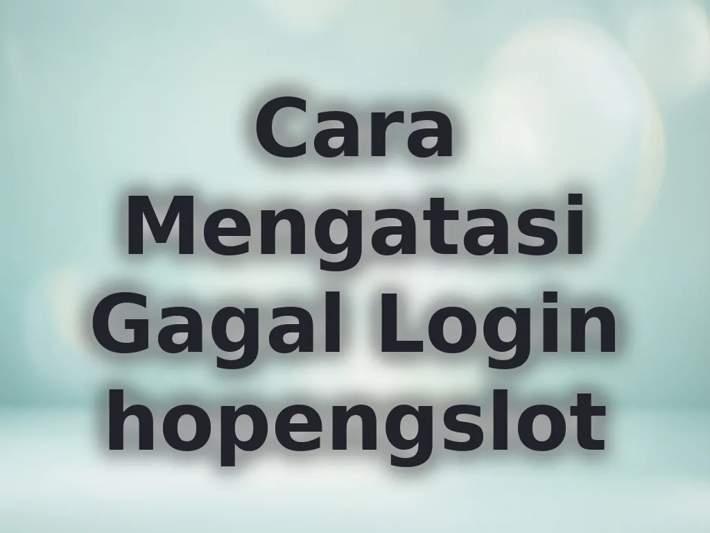 Cara Mengatasi Gagal Login hopengslot